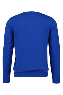 Gant Camisolas-Suéter clássico de algodão com gola redonda Azul