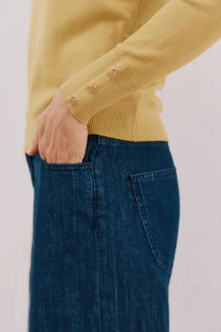 Cortefiel Camisolas-Suéter com botões Amarelo