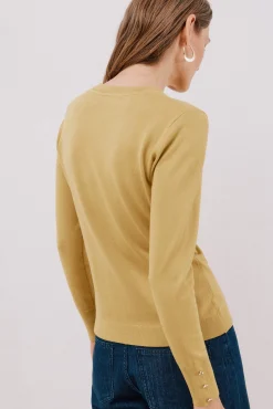 Cortefiel Camisolas-Suéter com botões Amarelo