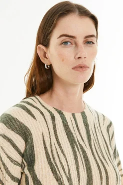 System Action Camisolas-Suéter com efeito animal estampado verde