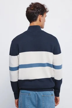 Springfield Camisolas-Suéter com fecho-éclair e blocos de cores azul