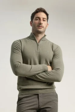 PuroEGO Camisolas-Suéter com fecho-éclair e gola falsa Verde