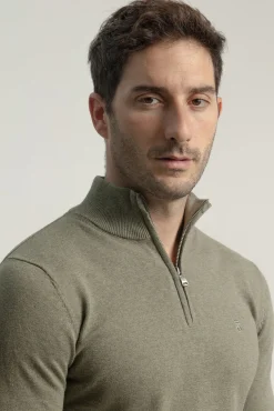 PuroEGO Camisolas-Suéter com fecho-éclair e gola falsa Verde