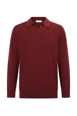 Pedro del Hierro Camisolas-Suéter com gola Johnny em lã merino e cashmere Bordeaux