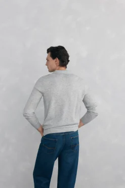 Pedro del Hierro Camisolas-Suéter com gola Johnny em lã merino e cashmere Cizento