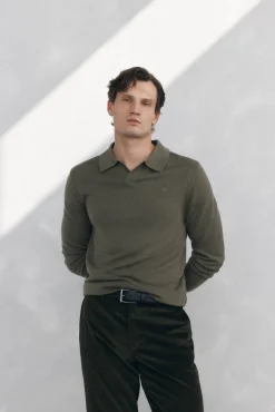 Pedro del Hierro Camisolas-Suéter com gola Johnny em lã merino e cashmere Verde