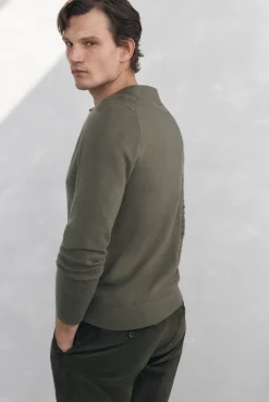 Pedro del Hierro Camisolas-Suéter com gola Johnny em lã merino e cashmere Verde