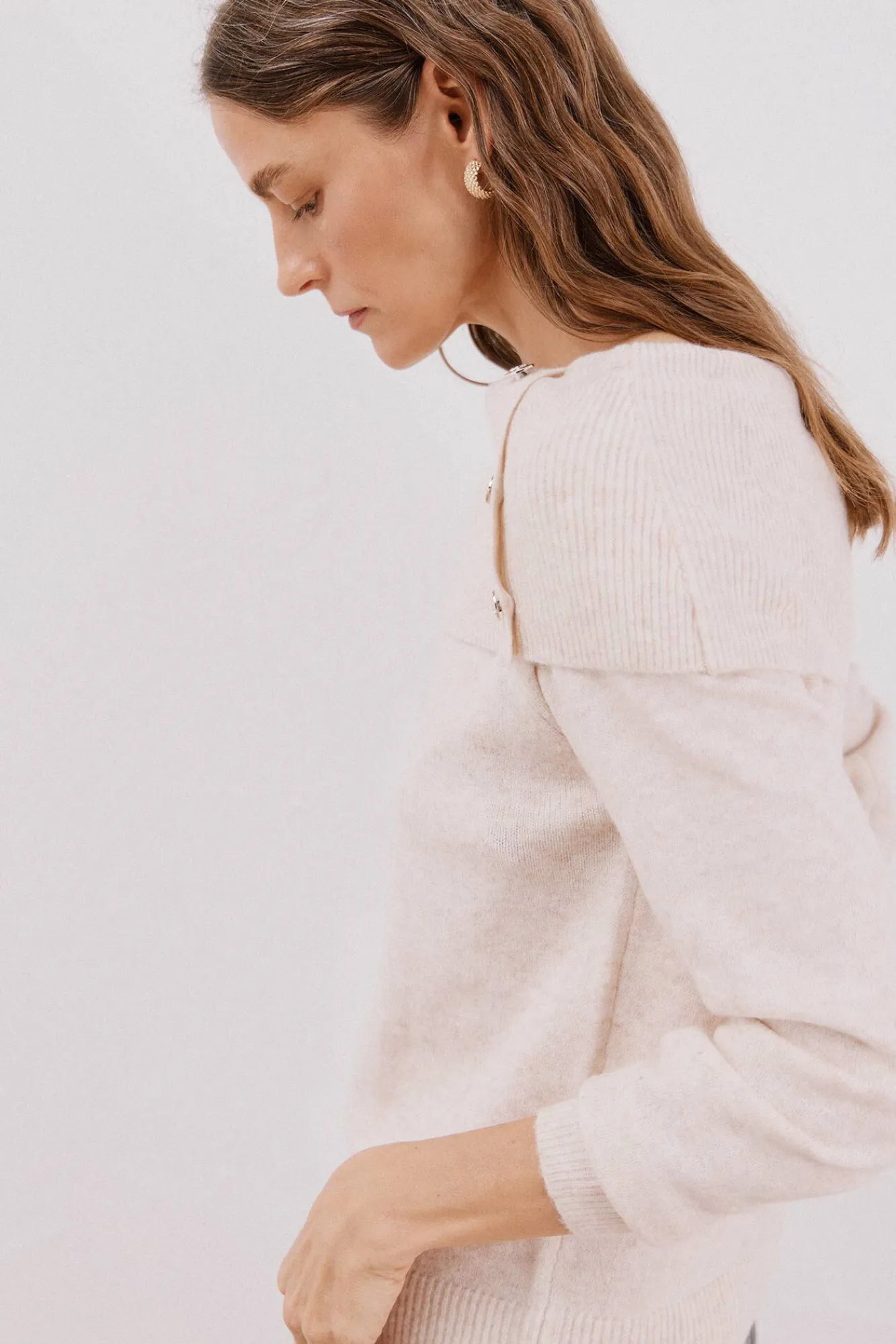 Cortefiel Camisolas-Suéter com gola multiposição Ecru