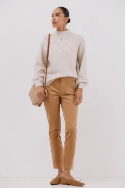 Cortefiel Camisolas-Suéter com strass e pérolas Ecru