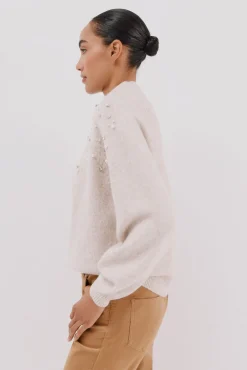 Cortefiel Camisolas-Suéter com strass e pérolas Ecru