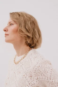 Cortefiel Camisolas-Suéter combinado vazado Ecru