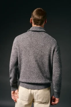 OOTO Camisolas-Suéter de algodão com gola polo e fecho-éclair Cinzento