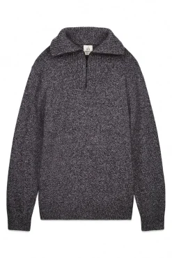 OOTO Camisolas-Suéter de algodão com gola polo e fecho-éclair Cinzento