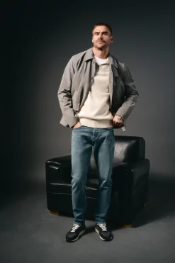 OOTO Camisolas-Suéter de algodão com gola polo e fecho-éclair Tostado