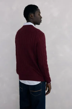 Pedro del Hierro Camisolas-Suéter de algodão e cashmere Bordeaux