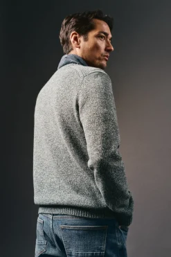 OOTO Camisolas-Suéter de algodão torcido com gola redonda Cinzento