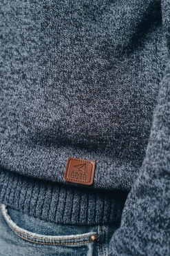 OOTO Camisolas-Suéter de algodão torcido com gola redonda Azul