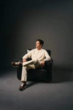 OOTO Camisolas-Suéter de algodão torcido com gola redonda Tostado