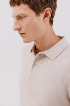 Cortefiel Camisolas-Suéter de cashmere de algodão com gola polo Tostado