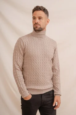 Celopman Camisolas-Suéter de gola alta com nó bege