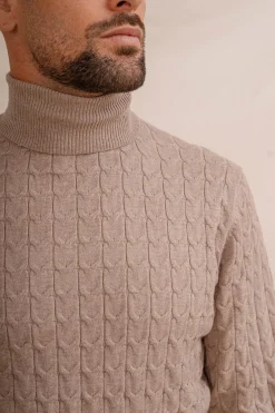 Celopman Camisolas-Suéter de gola alta com nó bege