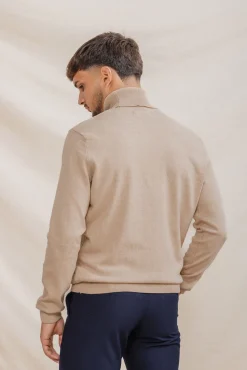 Celopman Camisolas-Suéter de gola alta com nó bege