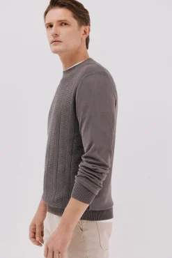 Cortefiel Camisolas-Suéter de gola caixa de algodão Cinzento