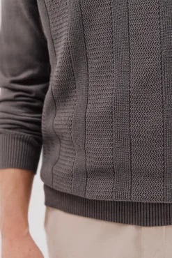 Cortefiel Camisolas-Suéter de gola caixa de algodão Cinzento