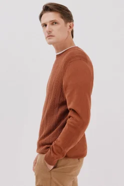 Cortefiel Camisolas-Suéter de gola caixa de algodão Laranja