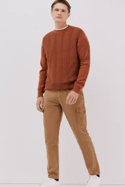 Cortefiel Camisolas-Suéter de gola caixa de algodão Laranja