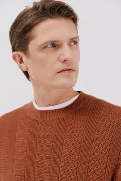 Cortefiel Camisolas-Suéter de gola caixa de algodão Laranja