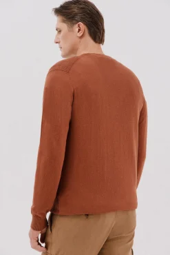 Cortefiel Camisolas-Suéter de gola caixa de algodão Laranja