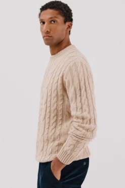 Cortefiel Camisolas-Suéter de gola caixa de lã Tostado