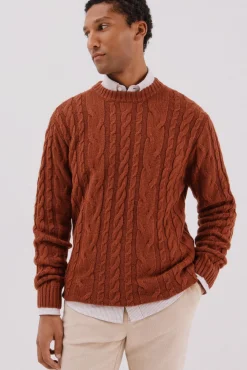 Cortefiel Camisolas-Suéter de gola caixa de lã Laranja