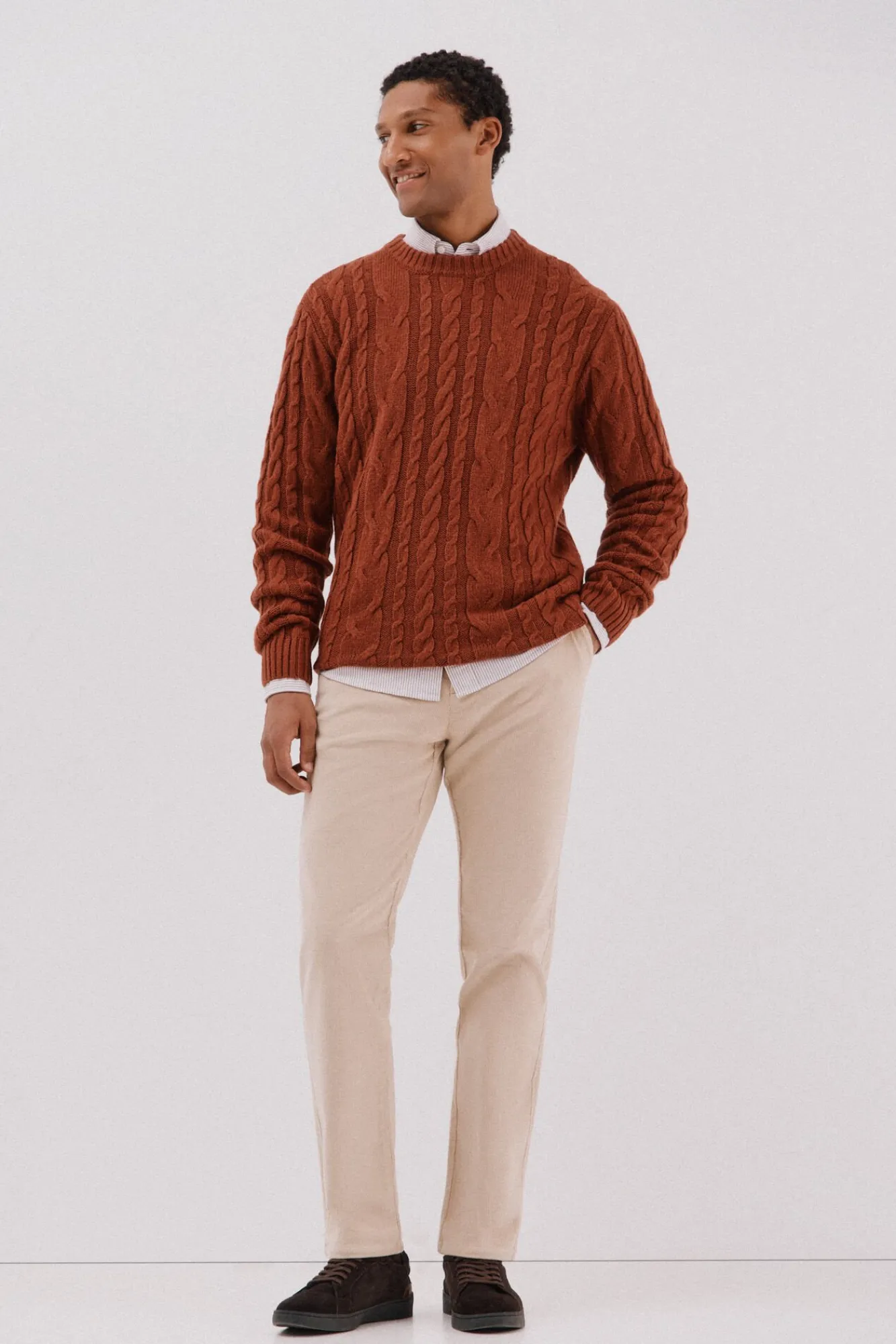 Cortefiel Camisolas-Suéter de gola caixa de lã Laranja