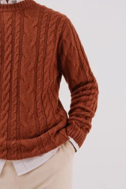 Cortefiel Camisolas-Suéter de gola caixa de lã Laranja