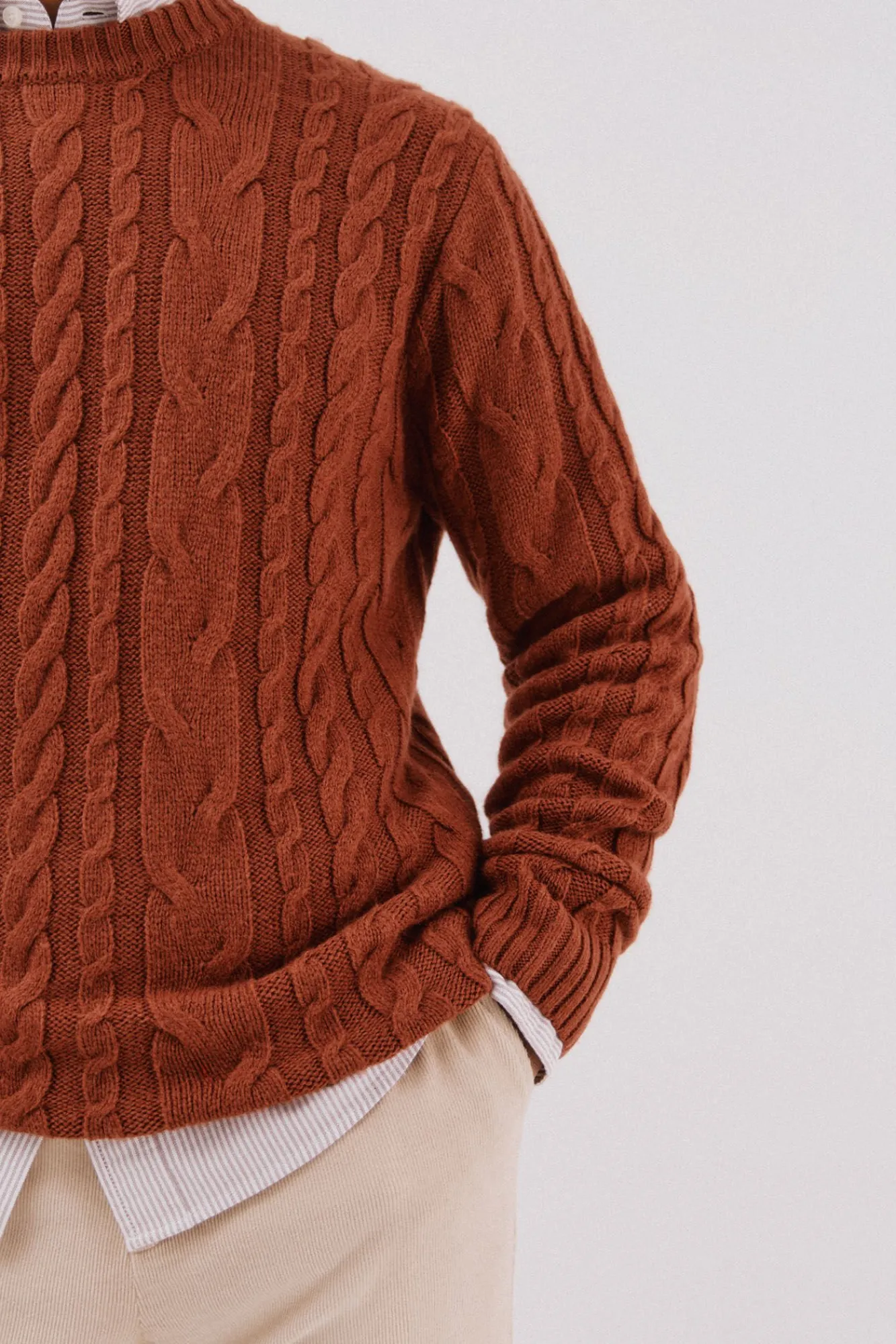 Cortefiel Camisolas-Suéter de gola caixa de lã Laranja