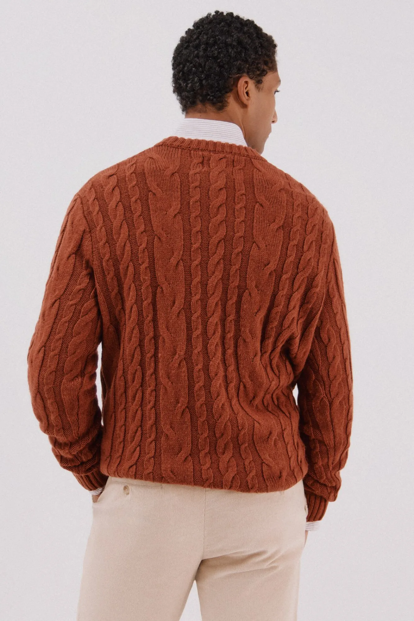 Cortefiel Camisolas-Suéter de gola caixa de lã Laranja