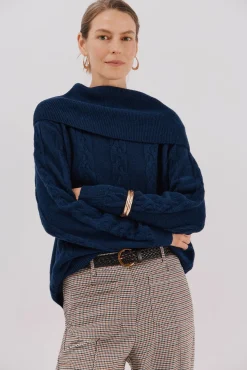 Cortefiel Camisolas-Suéter de gola larga Azul