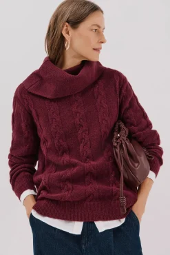 Cortefiel Camisolas-Suéter de gola larga Roxo