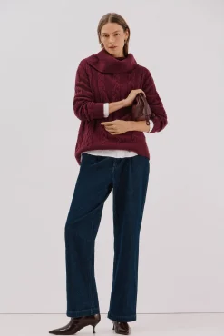 Cortefiel Camisolas-Suéter de gola larga Roxo