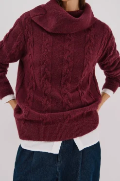 Cortefiel Camisolas-Suéter de gola larga Roxo