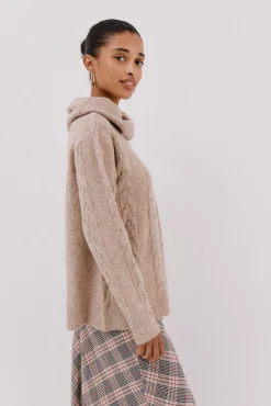 Cortefiel Camisolas-Suéter de gola larga Tostado