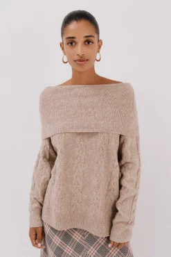 Cortefiel Camisolas-Suéter de gola larga Tostado