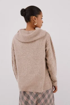 Cortefiel Camisolas-Suéter de gola larga Tostado