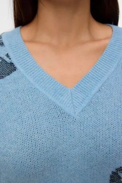 Vero Moda Curve Camisolas-Suéter de gola manga comprida com decote em bico curvo Azul