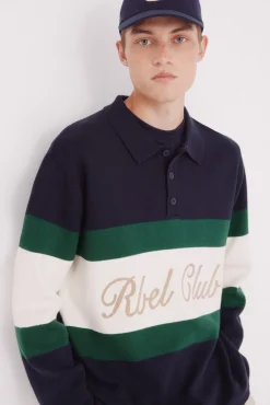 Springfield Camisolas-Suéter de gola polo com bordado azul