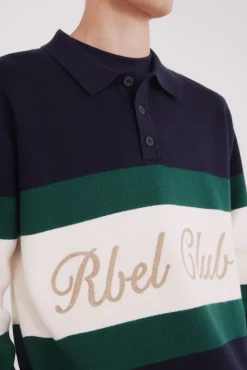 Springfield Camisolas-Suéter de gola polo com bordado azul