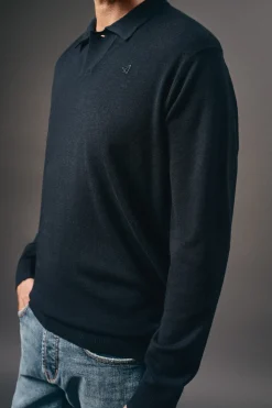 OOTO Camisolas-Suéter de gola polo de algodão Azul