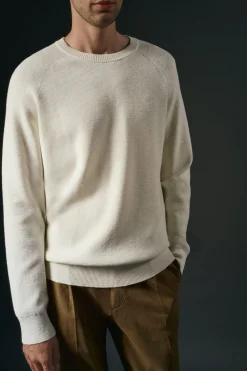 OOTO Camisolas-Suéter de gola redonda de algodão cru Branco